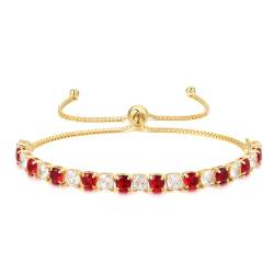 LOVANS Armband Damen Gold Verstellbares Tennisarmbänder mit funkelnden weißen und rot Zirkonia Steinen Schmuck Geschenke für Frauen Damen Mädchen für Weihnachten Valentinstag Muttertag von LOVANS