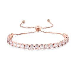 LOVANS Armband Rose Gold Damen mit 4MM Zirkonia Tennisarmband Verstellbares Armbänder für Frauen Geschenke zum Muttertag Geburtstag Weihnachten von LOVANS