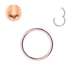 LOVANS Hypoallergenic 316L Surgical Steel Nose Rings Nose Hoops for Men and Women Body Piercing Jewelry Earrings Lip Ring 6/8/10/12/14mm (0.8 * 6mm, Roségold) von LOVANS