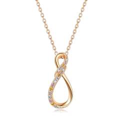 LOVANS Rosegold Kette Damen 925 Sterling Silber Infinity Kette Infinity Anhänger Halskette Rosegold Schmuck Geschenk zum Geburtstag Valentinstag Muttertag für Frauen Mutter von LOVANS