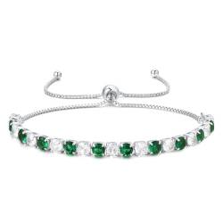 LOVANS Tennisarmbänder für Damen und Mädchen aus Silber Verstellbares Armband Damen mit weißen und grün Zirkonia Steinen Geschenke für Frauen Schmuck für Weihnachten Valentinstag von LOVANS