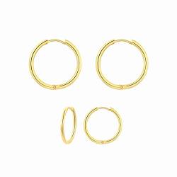 Lovans 14K Gold-Plated 2 Pairs Simple Small Hoop Earrings Set Gift for Her and Him 14K Vergoldete große Ohrringe （12+16mm） von LOVANS