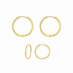 Lovans 14K Gold-Plated 2 Pairs Simple Small Hoop Earrings Set Gift for Her and Him 14K Vergoldete große Ohrringe （14+18mm） von LOVANS