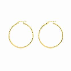 Lovans 14K Gold-Plated Thin Hoop Earrings for Women 30/50/60mm Simple Small Hoop Earrings Set 14K Vergoldete große Ohrringe 60 von LOVANS