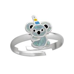 Kinderschmuck Ring kleiner Glitzer Panda, Koala Bär. Tier Schmuck Geschenke für Mädchen, Kinder. Weite verstellbar aus 925 Sterling Silber mit Emaille. von LOVE YOUR CITY