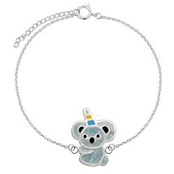 LOVE YOUR CITY Armband kleiner Glitzer Panda, Koala Bär. Tier Schmuck Geschenke für Mädchen, Kinder, Kinderschmuck aus 925 Sterling Silber 14-17cm verstellbar mit Emaille. von LOVE YOUR CITY