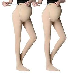 LOVELYBOBO 2 Paar Damen Mutterschaft Schwangerschafts Strumpfhosen 120D Maternity Tights Verstellbares Breites Taillenband/Volle F¨¹?e von LOVELYBOBO