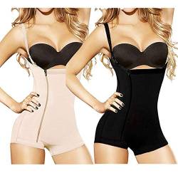 LOVELYBOBO 2 Pack Damen Shapewear figurformend K?rperformer Bauchkontrolle Stark Formend Body Shaping Bodysuits Miederbody Unterhose Bodyformer Bauch Weg Taillenformer (Schwarz+Beige) von LOVELYBOBO