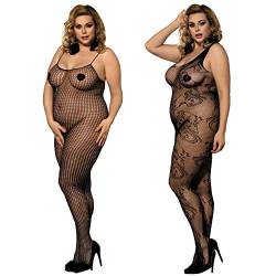 LOVELYBOBO Damen-Bodystockings, Einheitsgröße, gestreift, Dessous, Overall, Strumpfhose, Schwarz, 2 Stück, 2 Stück schwarz, Einheitsgröße von LOVELYBOBO