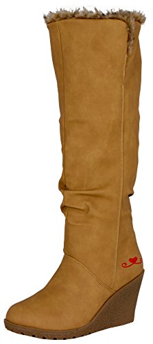 LOVENESS, Damen Fellstiefel Damenfellstiefel Stiefeletten gefuetterte Stiefel Boots, Farbe Camel, EU 36 von LOVENESS