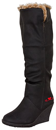 LOVENESS, Damen Fellstiefel Damenfellstiefel Stiefeletten gefuetterte Stiefel Boots, Farbe Schwarz, EU 40 von LOVENESS