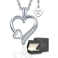 LOVENEST Herzkette Halskette Damen Silber 925 mit kleinen ZIRKONIA-STEINEN Herz-Anhänger (Silberkette Anhänger Geschenke für Frauen Valentinstag Frau Freundin, Geschenkset Damenkette Weihnachten Set), Sie Geburtstag Hochzeitstag Liebesbeweis Liebesgeschenk Herz Schmuck von LOVENEST