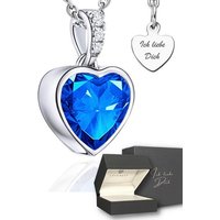 LOVENEST Herzkette Halskette Silber 925 mit blauem Stein Anhänger blau Damenkette Herz (Silberkette Anhänger Geschenke für Frauen Weihnachtsgeschenk Freundin, Geschenkset Damenkette Weihnachten Set), Sie Geburtstag Hochzeitstag Liebesbeweis Liebesgeschenk Herz Schmuck von LOVENEST