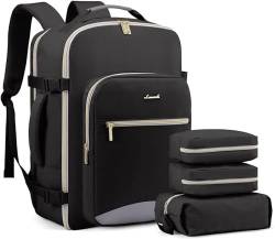 LOVEVOOK Handgepäck Rucksack, 40L Groß Reiserucksack Damen Flugzeug Koffer Travel Backpack, Wasserdicht Reisetasche mit 17 Zoll Laptopfach für Reise Business Geschäftsreise Weekend Wandern, Schwarz von LOVEVOOK