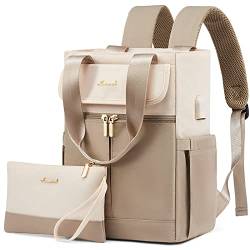 LOVEVOOK Rucksack Damen Klein Cityrucksack Kleiner Handtasche 2 in 1 Rucksacktasche, Mini Schultertasche Tasche Backpack Women Elegant für Freizeit Reisen Arbeit, Beige Khaki von LOVEVOOK