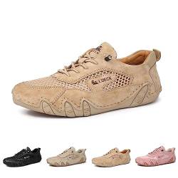 Atmungsaktive Mesh-Trail-Schuhe aus Leder for Damen, wasserdicht, rutschfest, atmungsaktiv, Beck-Schuhe for Damen for Wandern und Spazierengehen, Sommer-Wander-Trail-Schuhe (Color : Khaki, Size : 38 von LOVEWLVNCL