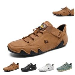 Handgefertigte, lässige Barfuß-Wanderschuhe for Damen und Herren, Outdoor-Beck-Schuhe, wasserdicht, rutschfest, leicht, Slip-On-Sneaker mit flachem Boden, Bequeme Barfuß-Wanderschuhe (Color : Braun, von LOVEWLVNCL