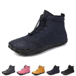 LOVEWLVNCL Barfußschuhe Winterstiefel for Herren und Damen, wasserdicht, rutschfest, warm, Schneestiefel, Winter, Outdoor, warm, Wandern, Barfuß-Laufschuhe (Color : Blau, Size : 42 EU) von LOVEWLVNCL