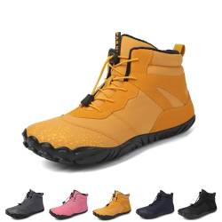 LOVEWLVNCL Barfußschuhe Winterstiefel for Herren und Damen, wasserdicht, rutschfest, warm, Schneestiefel, Winter, Outdoor, warm, Wandern, Barfuß-Laufschuhe (Color : Yellow, Size : 41 EU) von LOVEWLVNCL