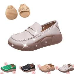 LOVEWLVNCL Biscalo-Loafer, Biscalo-Schuhe, Lurebest-Schuhe for Damen, Low-Top-Slipper mit Dicker Sohle, rutschfest, rutschfest, leicht, Korrektur-Loafer-Sneaker (Color : Beige, Size : 35 EU) von LOVEWLVNCL