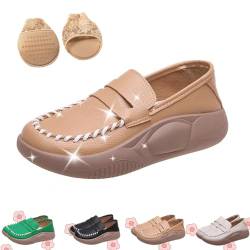 LOVEWLVNCL Biscalo-Loafer, Biscalo-Schuhe, Lurebest-Schuhe for Damen, Low-Top-Slipper mit Dicker Sohle, rutschfest, rutschfest, leicht, Korrektur-Loafer-Sneaker (Color : Khaki, Size : 40 EU) von LOVEWLVNCL