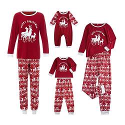 LOVHOT Familien-Weihnachts-Pyjama, passende Sets, Weihnachten, passende Jammies, Langarmshirt, lange Hose, Weihnachten, Urlaub, Loungewear, rot, 38 von LOVHOT