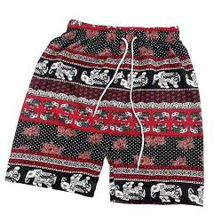 LOVIVER Damen Herren Strand Shorts Hippie Shorts Kleidung Kordelzug Kleidung Mode Bademode Thailand Elefant kurze Hose für Party Reisen Wandern, Rot von LOVIVER