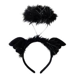 LOVIVER Engelsflügel-Stirnband, Haarband, niedlicher Kopfschmuck, Teufelsflügel, Cosplay-Kopfbedeckung, Feder-Stirnband für Foto-Requisiten, Schwarz von LOVIVER