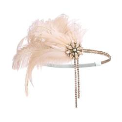 LOVIVER Feder-Stirnband, Kopfbedeckung, Haarband, Kopfkette, Stirnband, 1920er-Jahre-Kopfbedeckung für Cocktail, Bühnenauftritt, Hochzeit, Braut von LOVIVER