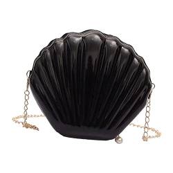 LOVIVER Frauen Muschelform Umhängetasche Tote Reißverschluss Geldbörse mit abnehmbarer Kette Satchel Clutch Handtaschen für Abend Reisen Hochzeit im Freien, Schwarz von LOVIVER