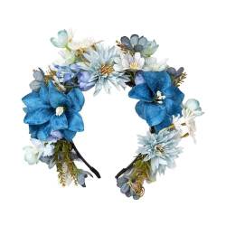LOVIVER Haarnadel mit Blumen-Kopfbedeckung, ethnisches Reisefoto, Damen, elegantes Stirnband, Girlande, Kopfbedeckung für Phtoo-Requisiten, Bühnen- und, Blau von LOVIVER