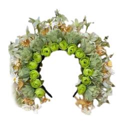 LOVIVER Han-chinesisches Blumen-Stirnband, Kopfschmuck, zarte doppelseitige Seidenblume, Damen-Cosplay-Haarband, Haar-Accessoire für Leistung, Grün von LOVIVER