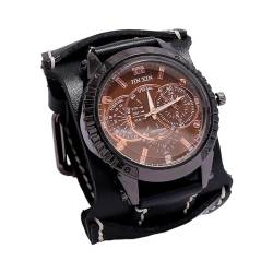 LOVIVER Herren-Armbanduhr, Armbanduhr, vielseitige Punk-Uhr, männliche Armbanduhr für Freund, Geschäftsveranstaltungen, Vater, Schwarz von LOVIVER