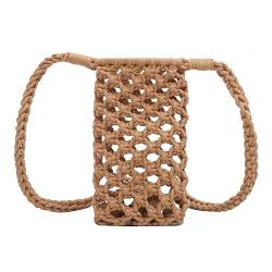 LOVIVER Kleine Boho Geldbörse, Umhängetasche, Handgewebte Handy Geldbörse, Leichte Damen Geschenk, Gestrickte Tragetasche, Häkeltaschen, Umhängetasche für Den, Braun von LOVIVER