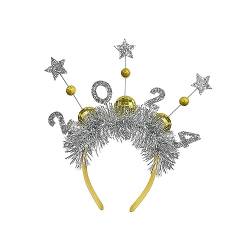 LOVIVER Neujahr Stirnband Haarreifen Glitzer Stern Dekor Haarschmuck Partybevorzugung Kostümzubehör Kopfbedeckung Haarband für Frauen Mädchen Festival von LOVIVER