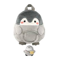 LOVIVER Plüsch Tasche, Pinguin Rucksack, Umhängetasche, Große Kapazität, Puppentasche, Niedlicher Tier Rucksack, Reiserucksack, Spielzeugtaschen Tierrucksack, mit Anhänger von LOVIVER