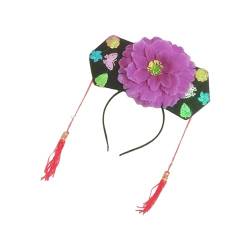 LOVIVER Qing Stirnband mit Quaste, Kostümzubehör, Blumen-Haarband, Haarreifen für Hochzeit, Urlaub, Bühnenauftritt, Damen und Mädchen, lila von LOVIVER