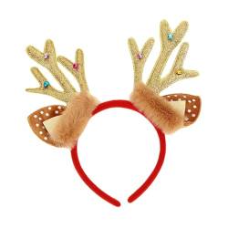 LOVIVER Rentier-Geweih-Stirnband, Weihnachts-Geweih-Stirnbänder, niedliche Weihnachtsgeschenke, Feiertags-Party-Geschenk, Weihnachts-Stirnbänder für Mädchen, Gelb von LOVIVER