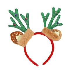 LOVIVER Rentier-Geweih-Stirnband, Weihnachts-Geweih-Stirnbänder, niedliche Weihnachtsgeschenke, Feiertags-Party-Geschenk, Weihnachts-Stirnbänder für Mädchen, Grün von LOVIVER