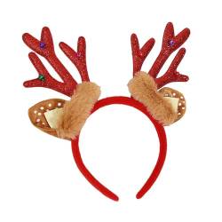 LOVIVER Rentier-Geweih-Stirnband, Weihnachts-Geweih-Stirnbänder, niedliche Weihnachtsgeschenke, Feiertags-Party-Geschenk, Weihnachts-Stirnbänder für Mädchen, Rot von LOVIVER