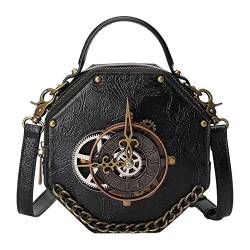 LOVIVER Steampunk Gothic Umhängetasche Geldbörse Umhängetasche PU Leder Satchel Retro Handtasche für Frauen, Mädchen, Dame von LOVIVER