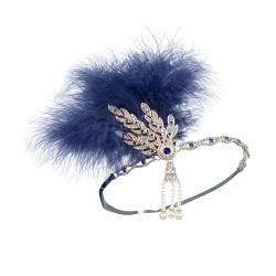 LOVIVER -Stirnband, Feder-Stirnband, weiblicher Kopfschmuck, Kopfkette, Verkleidung, Kopfbedeckung, Kopfbedeckung für Party, Bühnenauftritt, Blau von LOVIVER