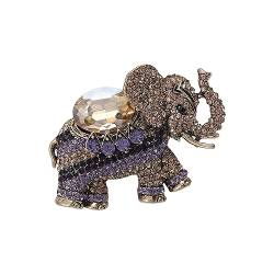 LOVIVER Strass Broschen Elefant Brosche Pin Cartoon Vintage Stil Revers Abzeichen Mode Tier Pin Anstecknadel für Hut Kleidung Hochzeit Anzug Damen, BRAUN von LOVIVER