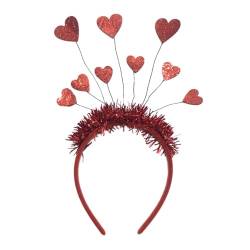 LOVIVER Valentinstag-Herz-Stirnband, Love Hoops, Herz-Kopfschmuck, Valentinstag-Geschenke für Valentinstag-Kostüme für Sie, Rot von LOVIVER