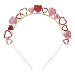 LOVIVER Valentinstag-Herz-Stirnband für Damen, Haarreifen, wunderschöne Headwraps, glitzerndes Herz-Haarband für Cosplay, Abschlussball, Geburtstag, Frau von LOVIVER