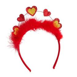 LOVIVER Valentinstagsgeschenke, Herz-Stirnband, Photobooth-Requisiten, wunderschöne Partys, glitzerndes Herz, Damen-Haarschmuck für Abschlussball, Hochzeit, Rot von LOVIVER