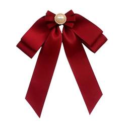 LOVIVER Vorgebundene Brosche mit Schleife für Damen, Krawattennadel, dekorative Schleifenbrosche, Perlen-Fliege, Brosche für Schal, Uniform, Abschlussball, Rot von LOVIVER