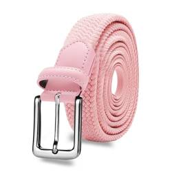 LOVMEAD Elastischer Gürtel Stretchgürtel Geflochten Herren Damen Wert, Golf Stoffgürtel Flechtgürtel Dehnbarer (1 Stück-Rosa, 115cm/38’’-42’’ für Taillengröße) von LOVMEAD