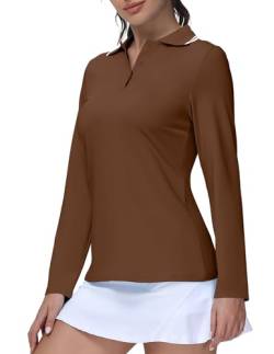LOVRUBY Damen-Golf-Poloshirt, langärmelig, Workout-Top, LSF 50+, Sonnenschutz, schnell trocknend, athletisches Tennis-Shirt, Kaffee, X-Groß von LOVRUBY
