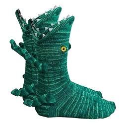LOWEDONE Tiermuster Socken, gestrickte Socken, schräge süße Socken, Winterwärme, gestrickte Socken, Cartoon Krokodil Muster Socken (Crocodile) von LOWEDONE